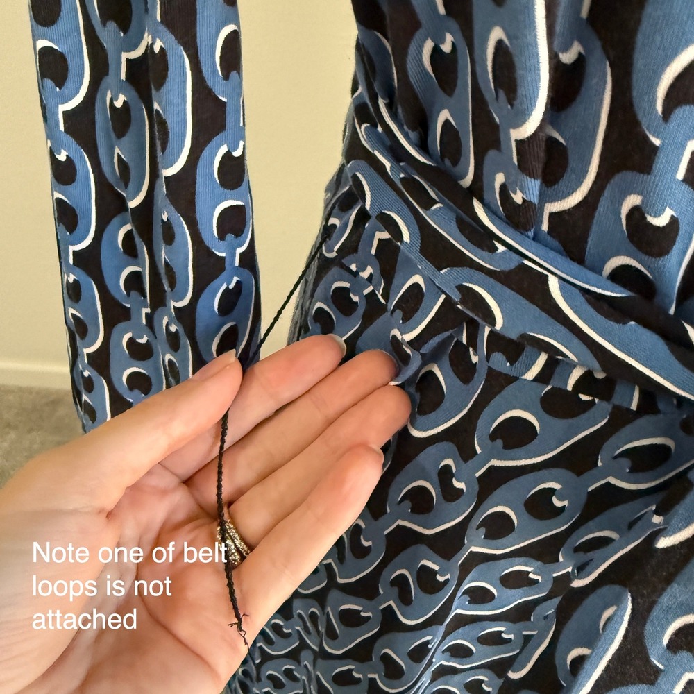 Boden Laura Midi Shirt Dress Blue Chain Link Tencel Cotton Sz 6 Mod Retro Office - Picture 5 of 10